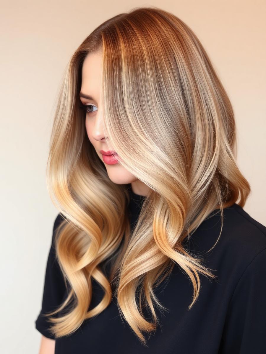 Balayage cu reflexe calde
